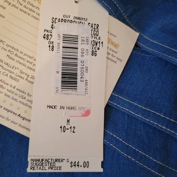 Napa Valley M Blue Jean Denim Embroidered Skirt With Slit NWT Boho Modest - Picture 3 of 6